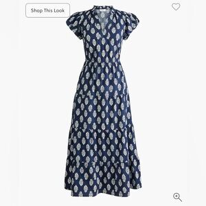 J. Crew Navy and White Block print Maxi Dress